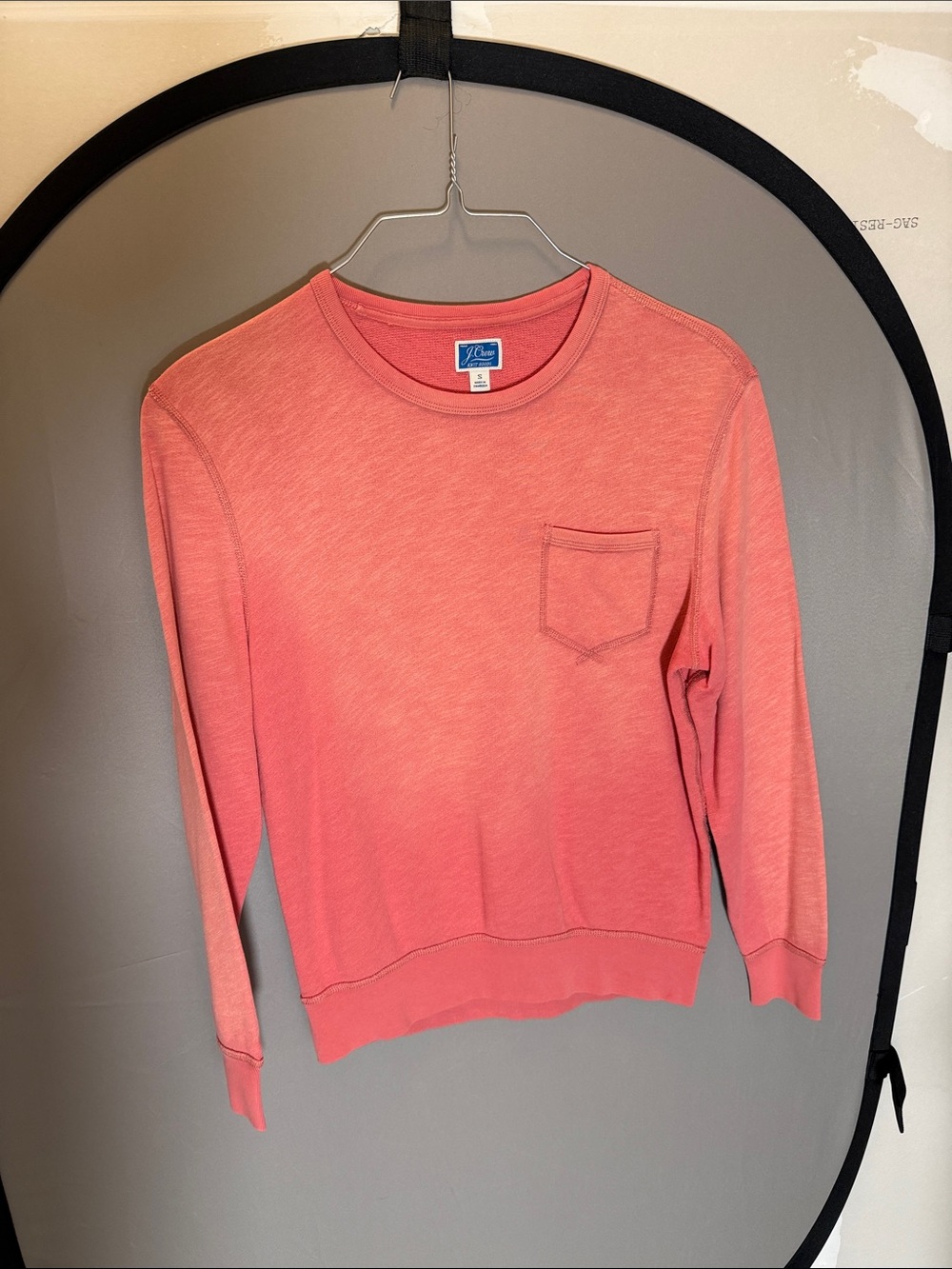 J. Crew Coral Long-Sleeve Crewneck Pocket Sweatshirt